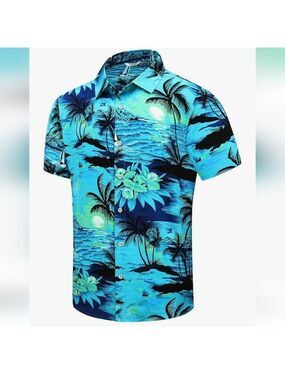 SheLucki Men Hawaiian  Summer Beach Casual Short Sleeves Shirt NWT     Size 5XL